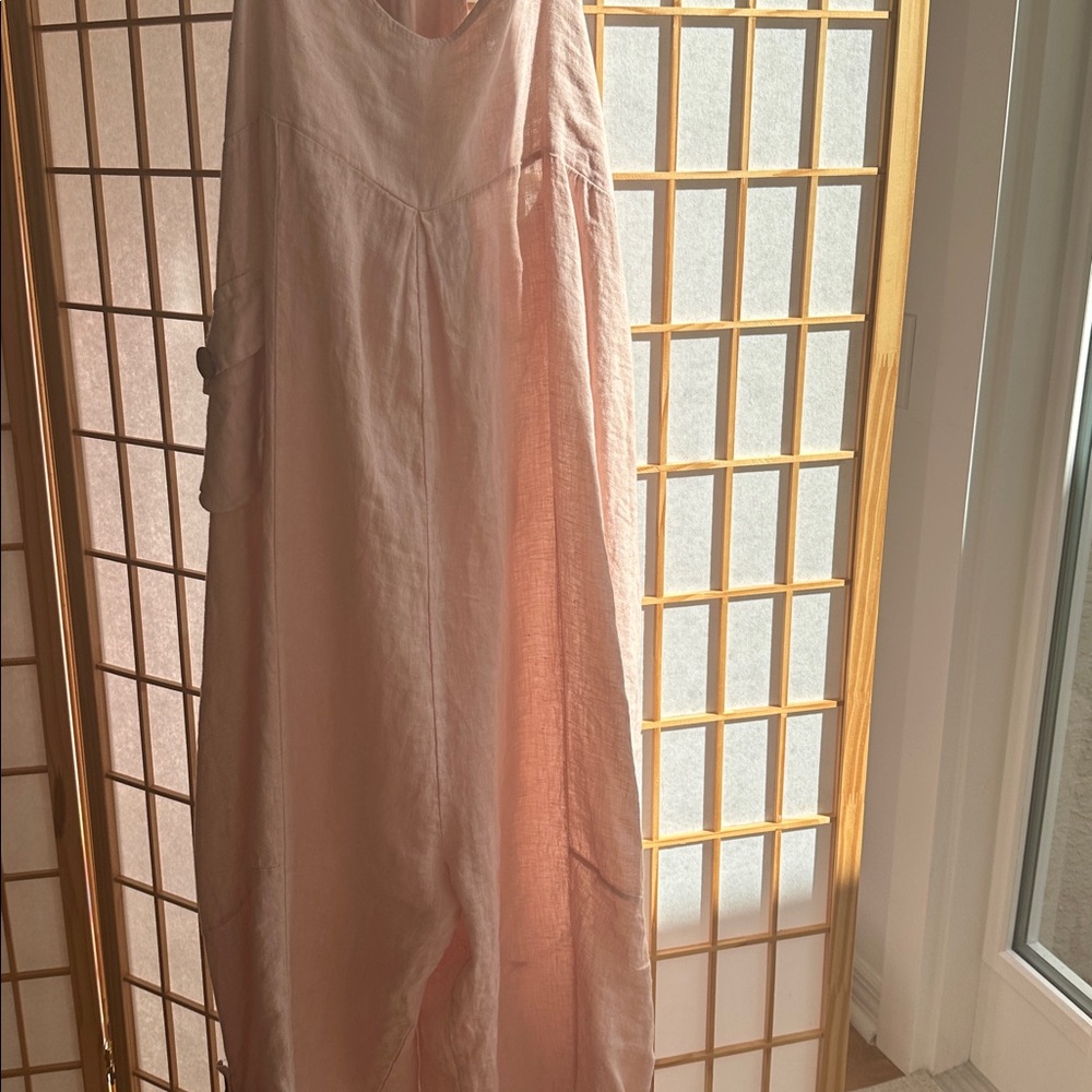 100 % pink linen overalls - Picture 4 of 10